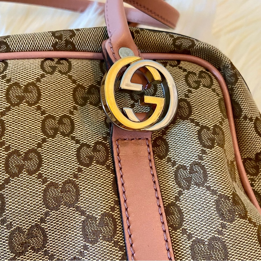Gucci Brown GG Canvas Twins Shoulder Bag Beige/Pink - Picture 4 of 14